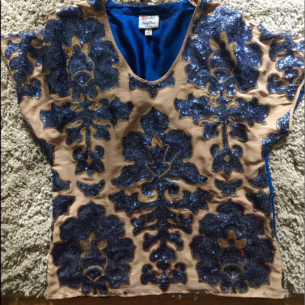 Blue and Gold Sequin Top